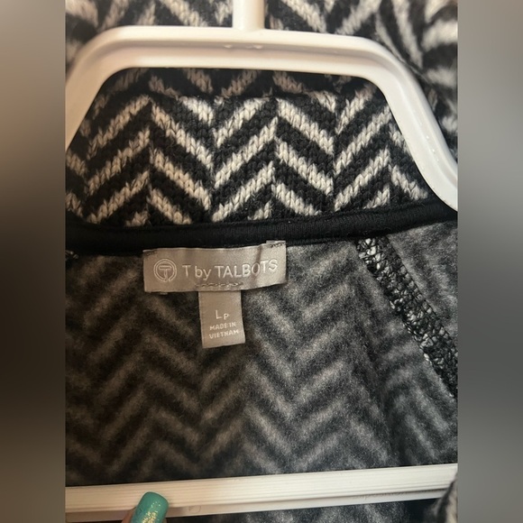 ⚪️Talbots women’s black & white zipup jacket velvet string size large petite - Picture 4 of 10
